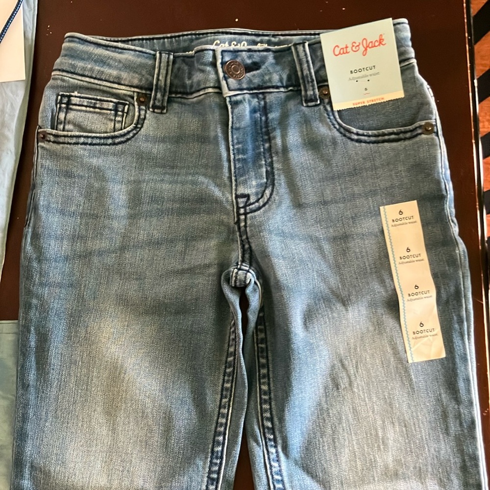 Girls jeans size 6, prewashed boot cut with adjustable waist